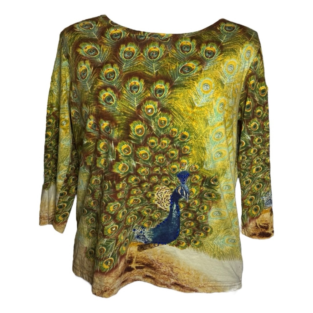 Take Two Peacock Pattern Boho Cotton Y2k Fall Top